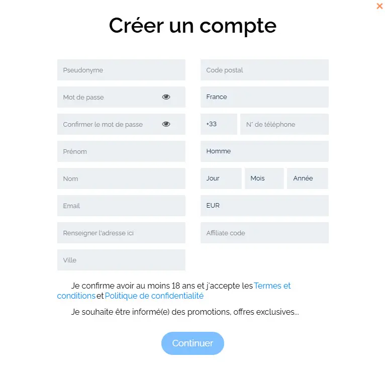 Proceso de registro CASIMBA CASINO